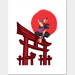 ninja japan on gate Posters and Art